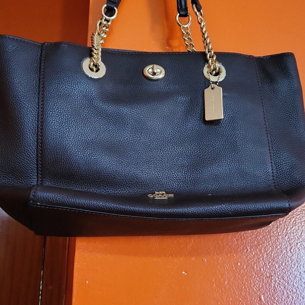 Coach Black Leather Tote Bag